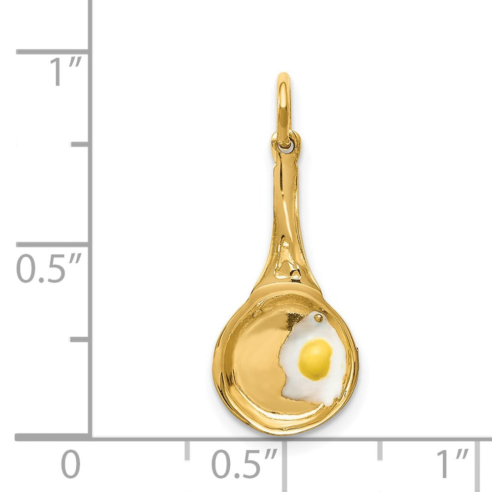 14K Gelbgold 14K 3d Frying Pan mit Emailliert Egg Charm