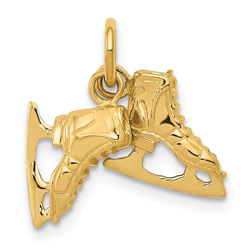 14K Gelbgold 14K 3-d Pair Of Eis Skates Charm