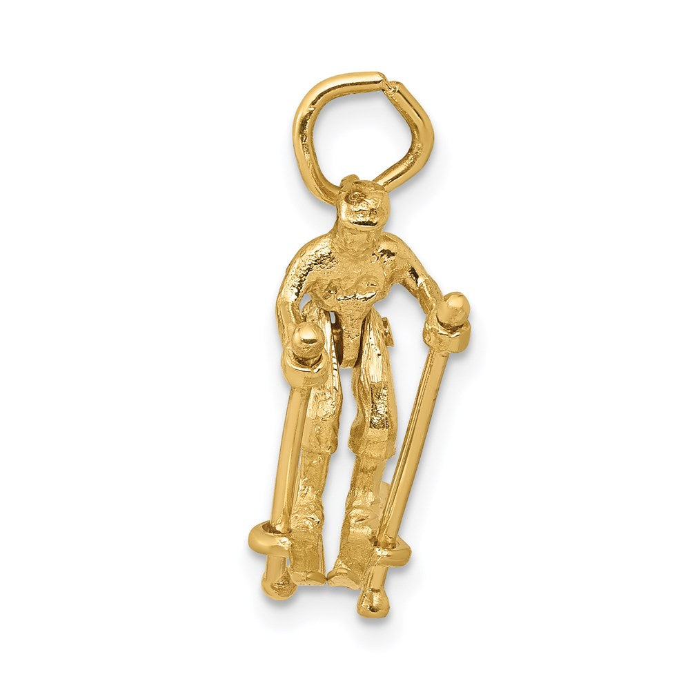 14K Gelbgold 14K 3d Beweglich Snow Skier Charm