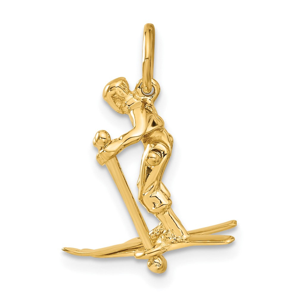 14K Gelbgold 14K 3d Beweglich Snow Skier Charm