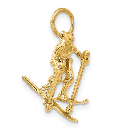 14K Gelbgold 14K 3d Beweglich Snow Skier Charm