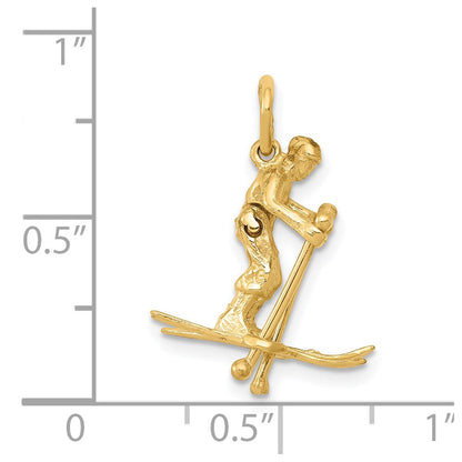 14K Gelbgold 14K 3d Beweglich Snow Skier Charm