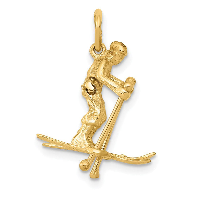 14K Gelbgold 14K 3d Beweglich Snow Skier Charm