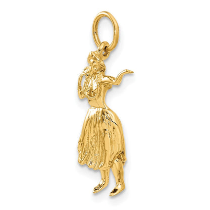 14K Gelbgold 14K 3-d Hula Dancer Charm