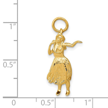 14K Gelbgold 14K 3-d Hula Dancer Charm