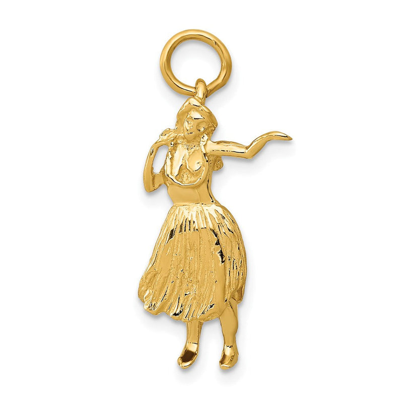 14K Gelbgold 14K 3-d Hula Dancer Charm