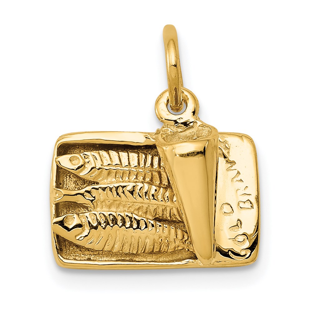 14K Gelbgold Charm Sardinendose 3D