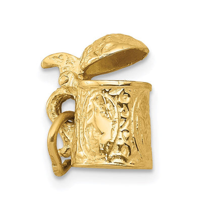 14K Gelbgold 14K 3-d Beer Stein Lid Opens Charm