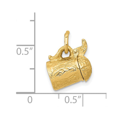 14K Gelbgold 14K 3-d Beer Stein Lid Opens Charm