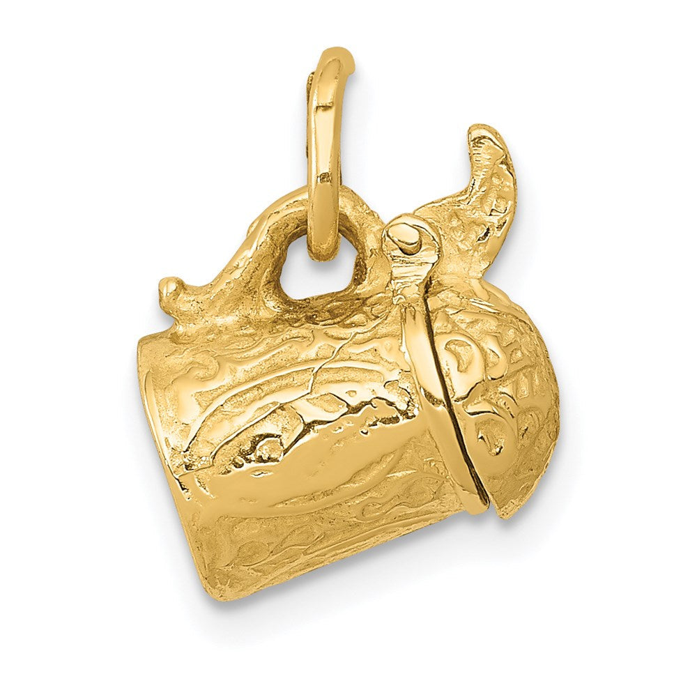 14K Gelbgold 14K 3-d Beer Stein Lid Opens Charm