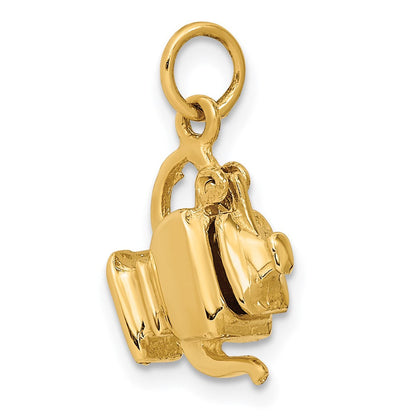 14K Gelbgold 14K 3-d Tea Pot Lid Opens Charm