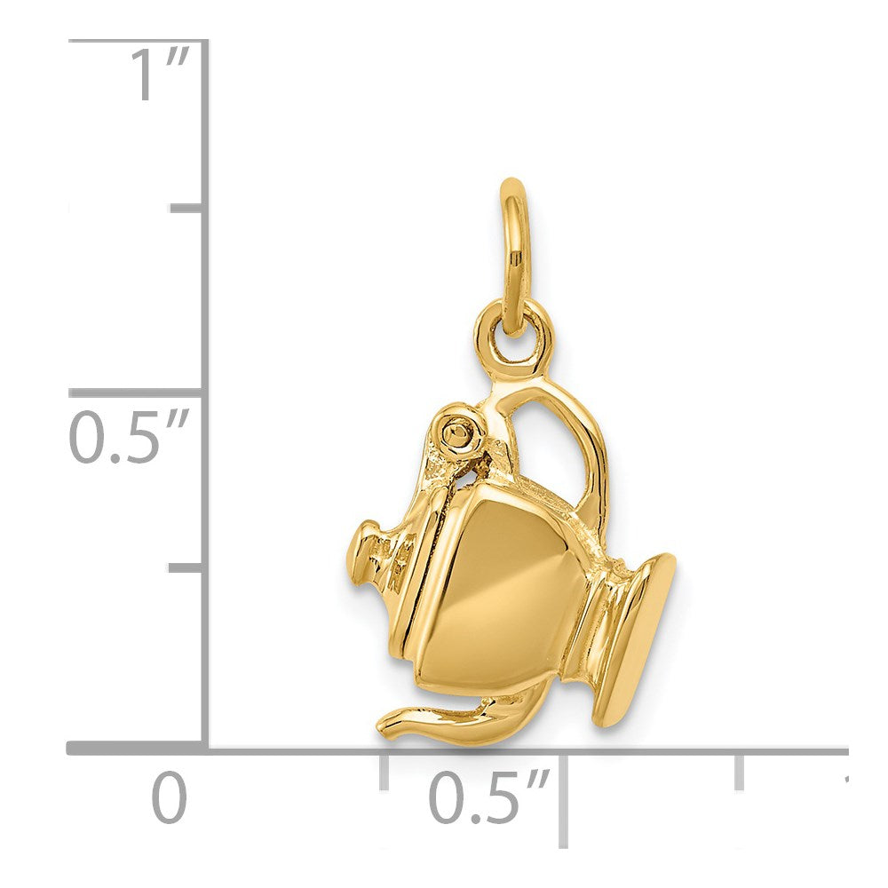 14K Gelbgold 14K 3-d Tea Pot Lid Opens Charm