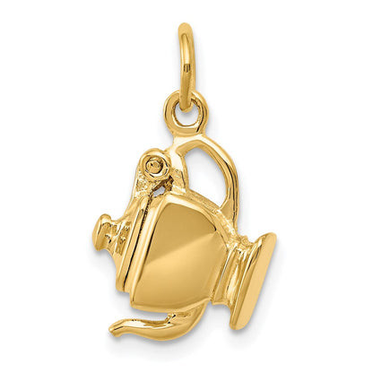 14K Gelbgold 14K 3-d Tea Pot Lid Opens Charm