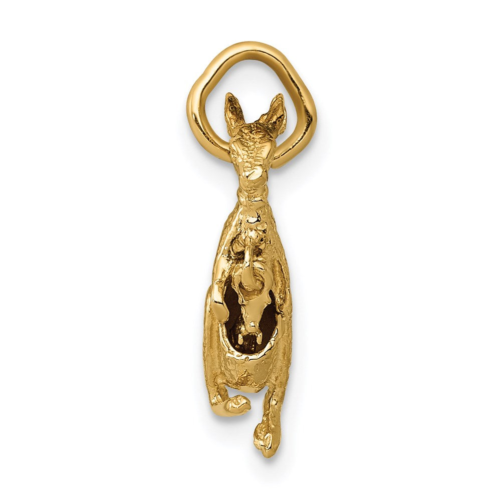 14K Gelbgold 14K 3d Kangaroo mit Joey Charm