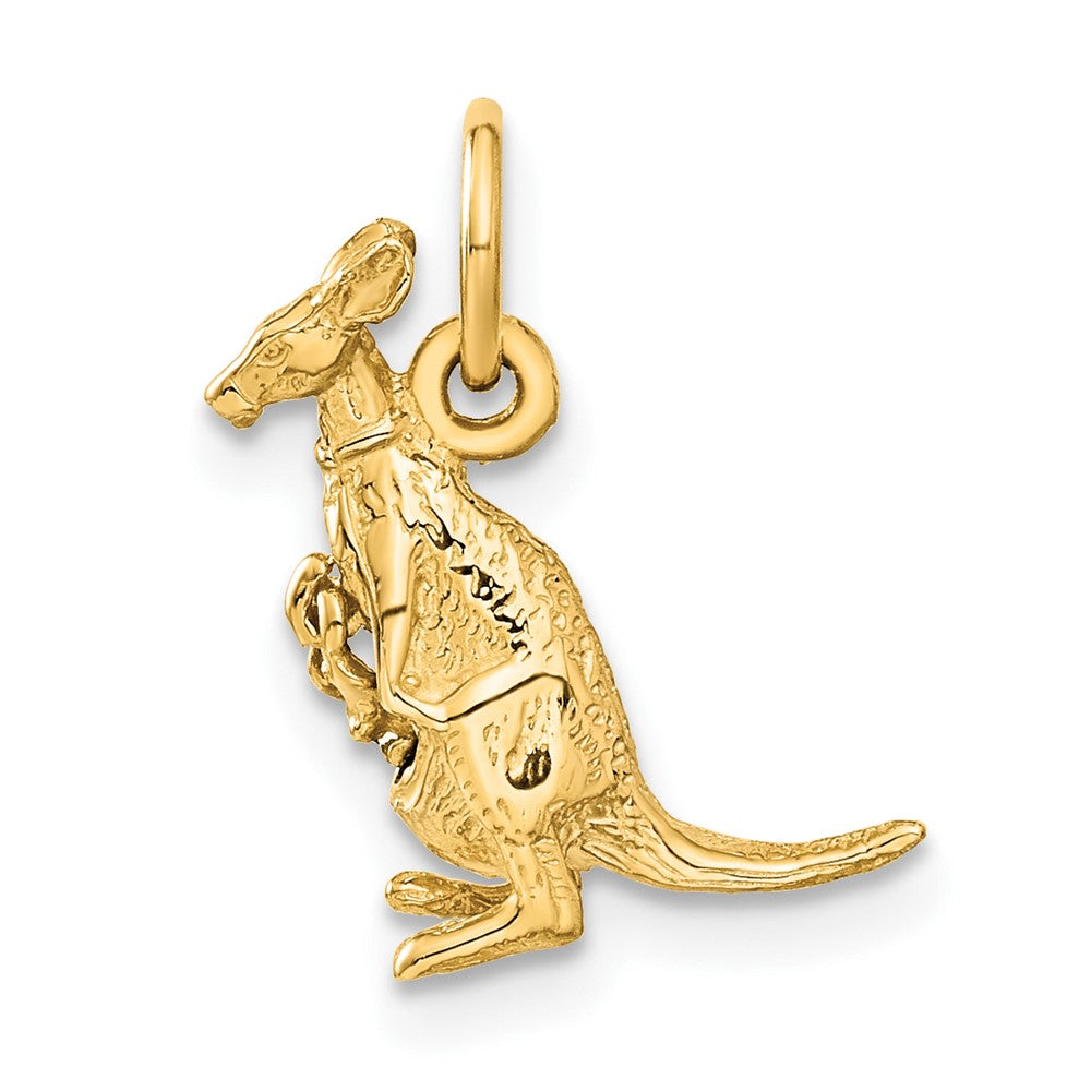 14K Gelbgold 14K 3d Kangaroo mit Joey Charm