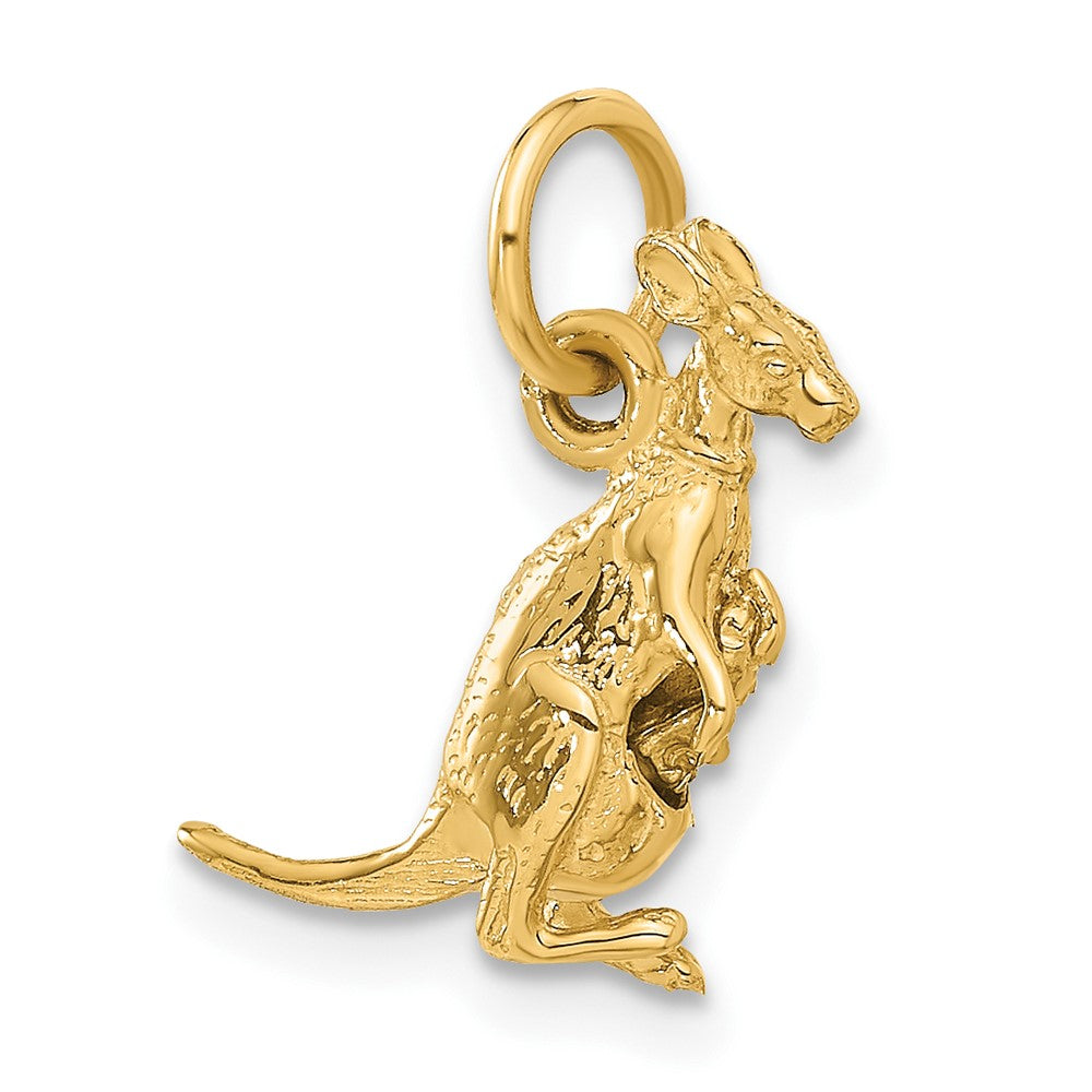 14K Gelbgold 14K 3d Kangaroo mit Joey Charm