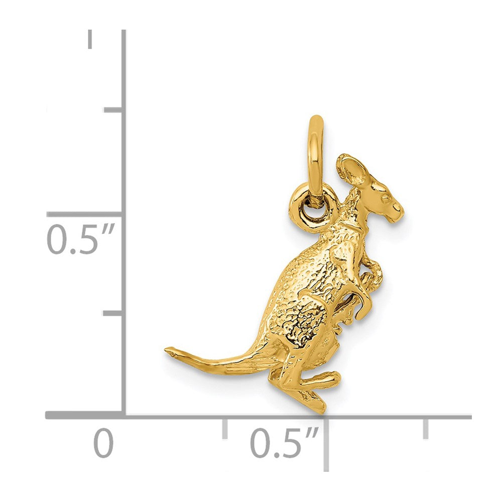 14K Gelbgold 14K 3d Kangaroo mit Joey Charm