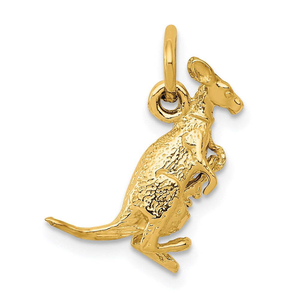 14K Gelbgold 14K 3d Kangaroo mit Joey Charm