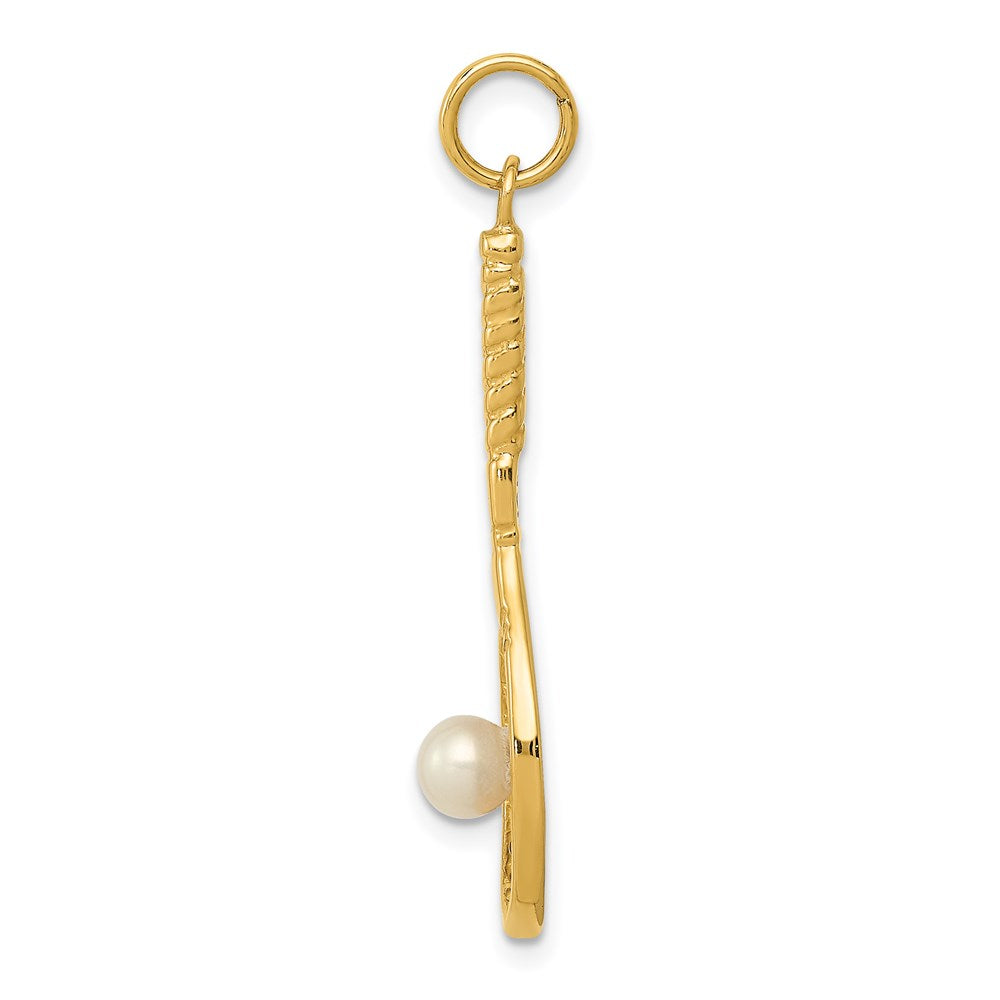 14K Gelbgold 14K Tennis Schläger mit Fw Zuchtperle Charm