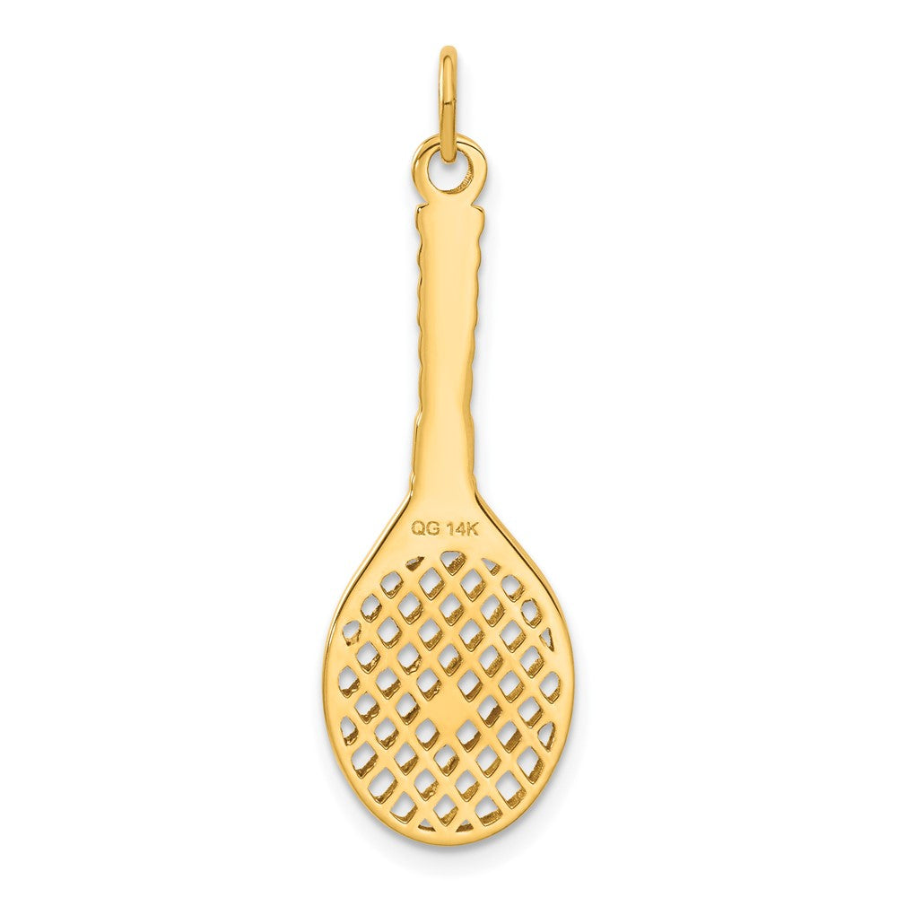 14K Gelbgold 14K Tennis Schläger mit Fw Zuchtperle Charm