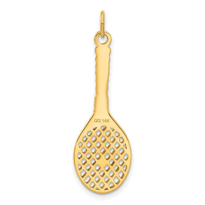 14K Gelbgold 14K Tennis Schläger mit Fw Zuchtperle Charm