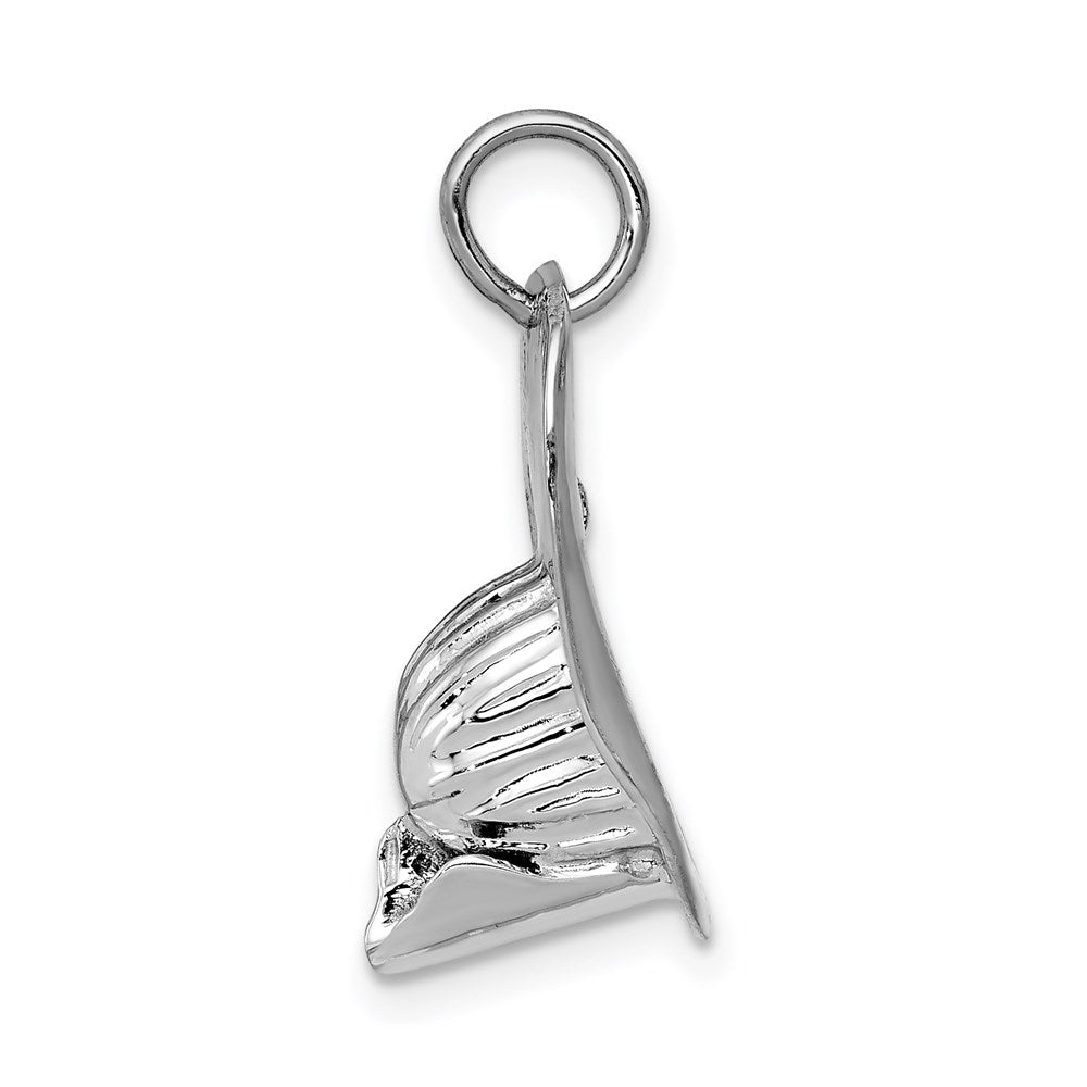 14K Weißgold 14K Weißgold 3-d Groß Fireman Hat Charm