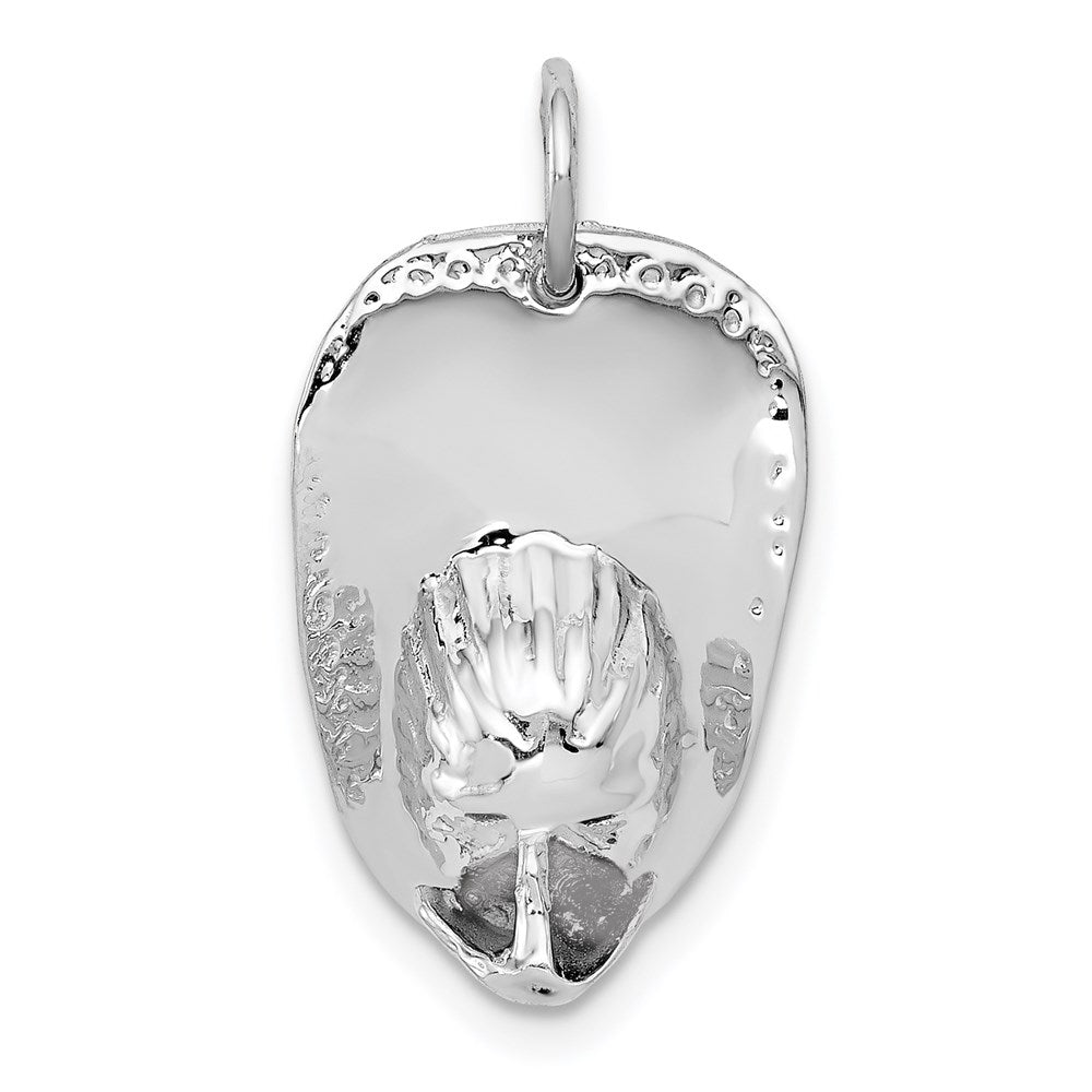 14K Weißgold 14K Weißgold 3-d Groß Fireman Hat Charm