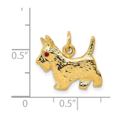 14K Gelbgold 14K Rubin Auge Scottie Hund Charm