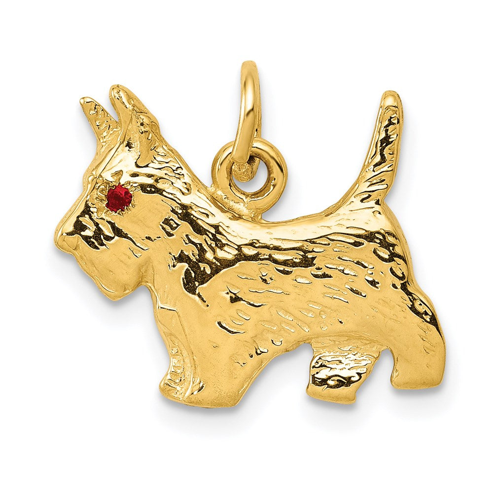 14K Gelbgold 14K Rubin Auge Scottie Hund Charm