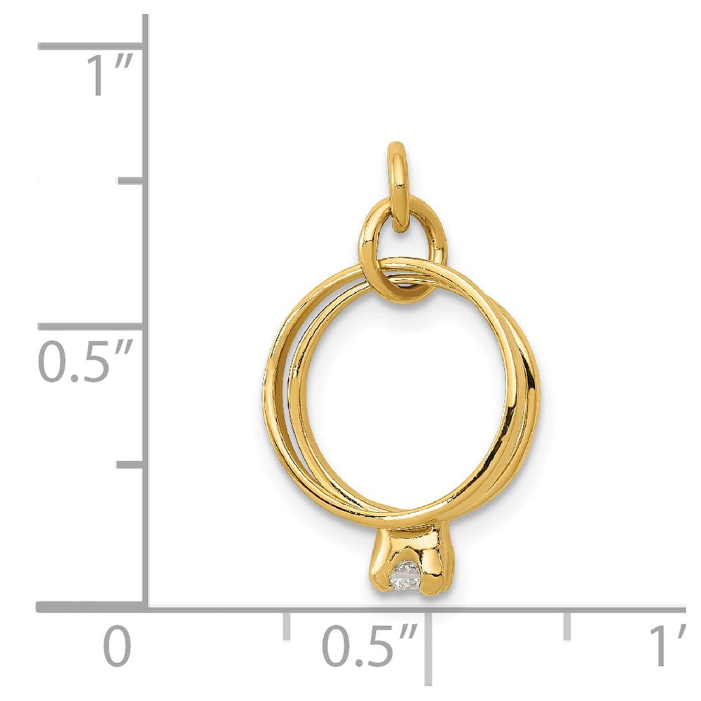 14K Gelbgold 14K 3d Hochzeit Rings Zirkonia Charm