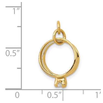 14K Gelbgold 14K 3d Hochzeit Rings Zirkonia Charm