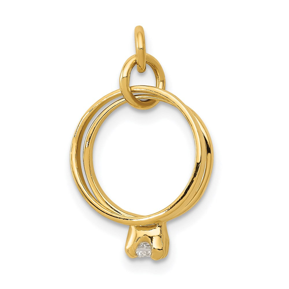 14K Gelbgold 14K 3d Hochzeit Rings Zirkonia Charm