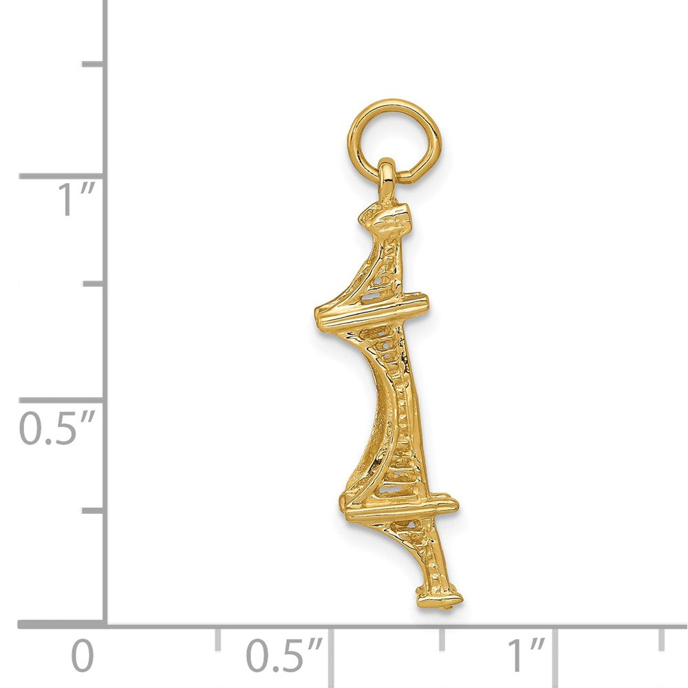14K Gelbgold 14K 3d Golden Gate Bridge Charm