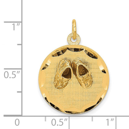 14K Gelbgold 14K Klein Massiv Gravierbar Baby Shoes auf Plättchen Charm