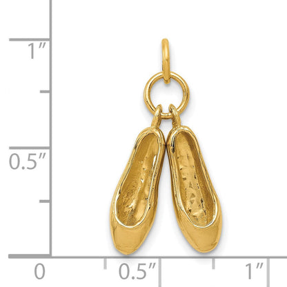 14K Gelbgold 14K 3d Ballett Slippers Charm