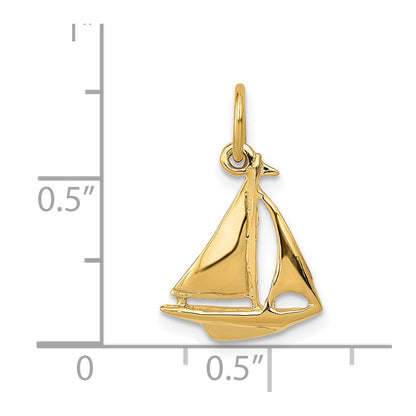14K Gelbgold 14K 3d Segelboot Charm