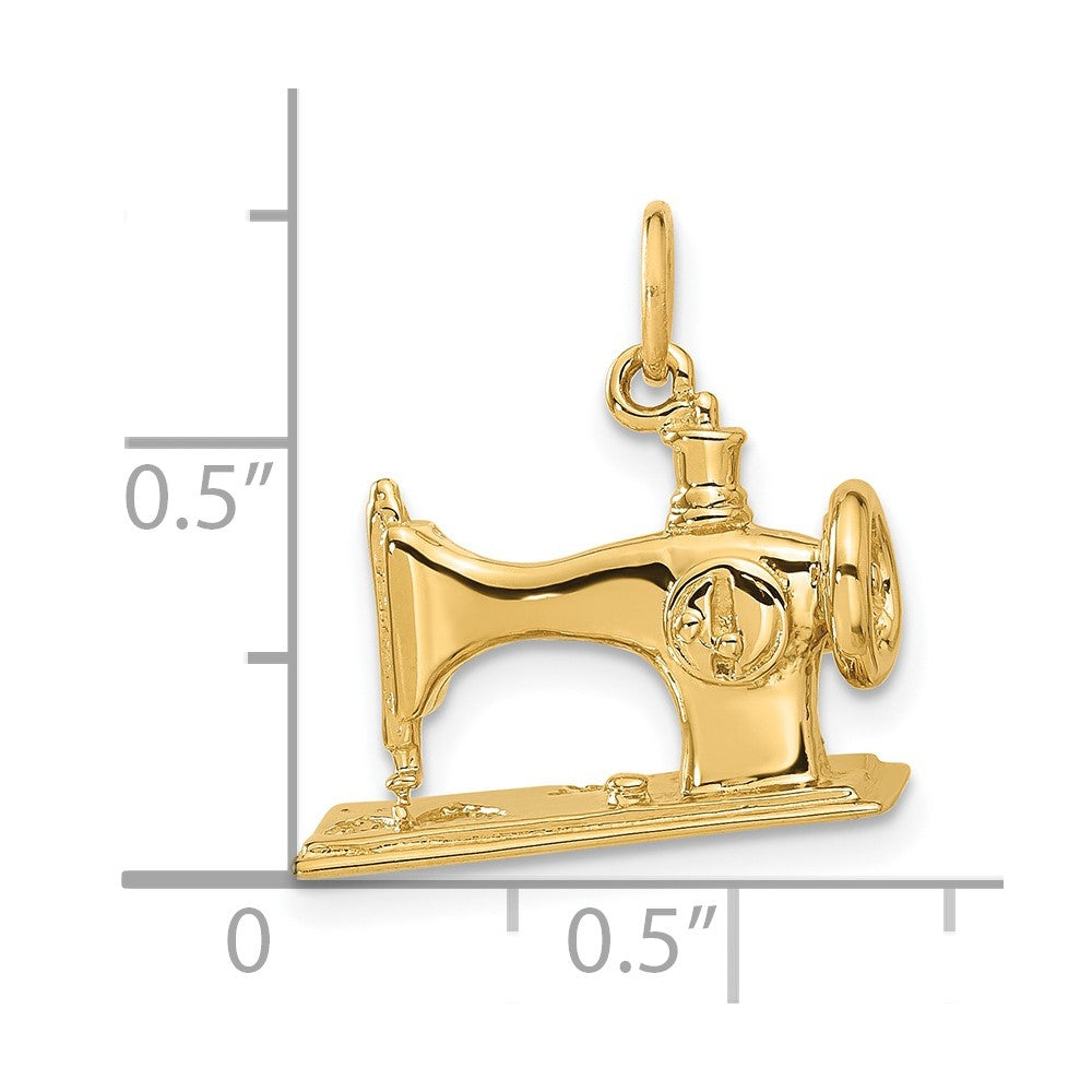 14K Gelbgold 14K 3d Antik Sewing Machine Charm