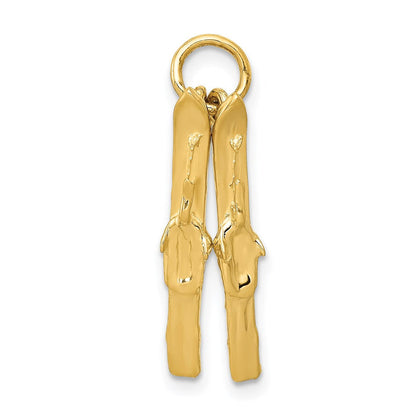 14K Gelbgold 14K 3d Pair Of Skis Charm