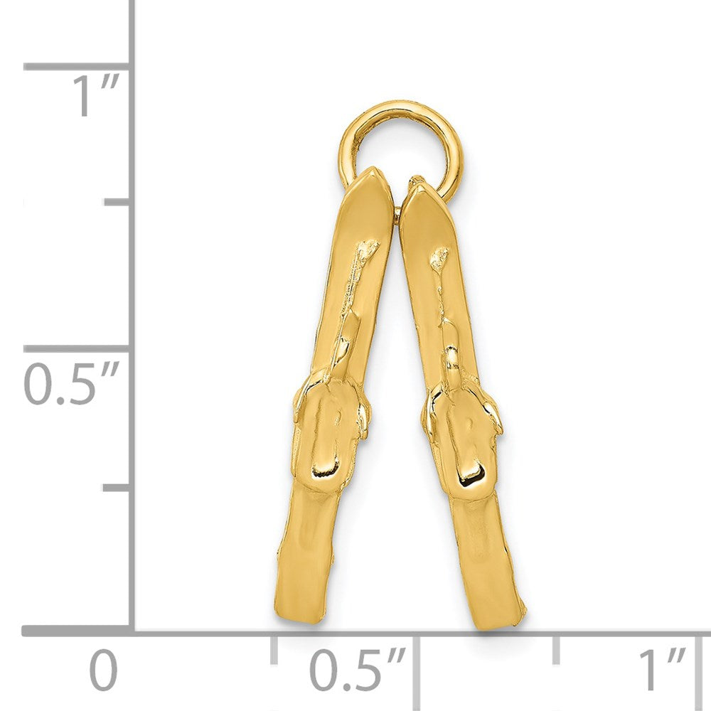 14K Gelbgold 14K 3d Pair Of Skis Charm