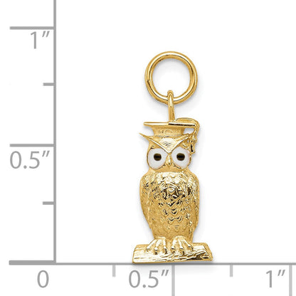 14K Gelbgold 14K Abschluss Eule Charm mit Emaille