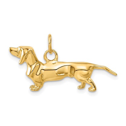 14K Gelbgold 14K 3d Dachshund Hund Charm