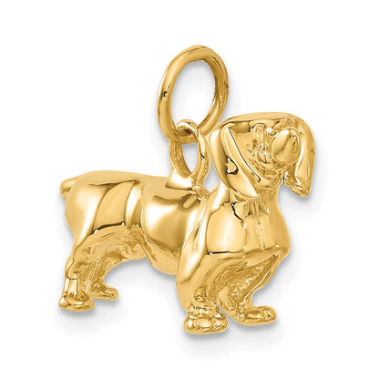14K Gelbgold 14K 3d Dachshund Hund Charm