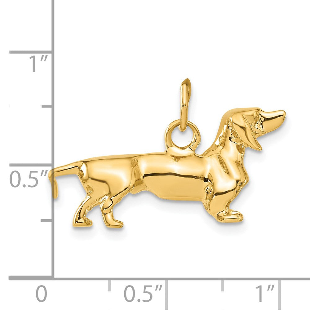 14K Gelbgold 14K 3d Dachshund Hund Charm