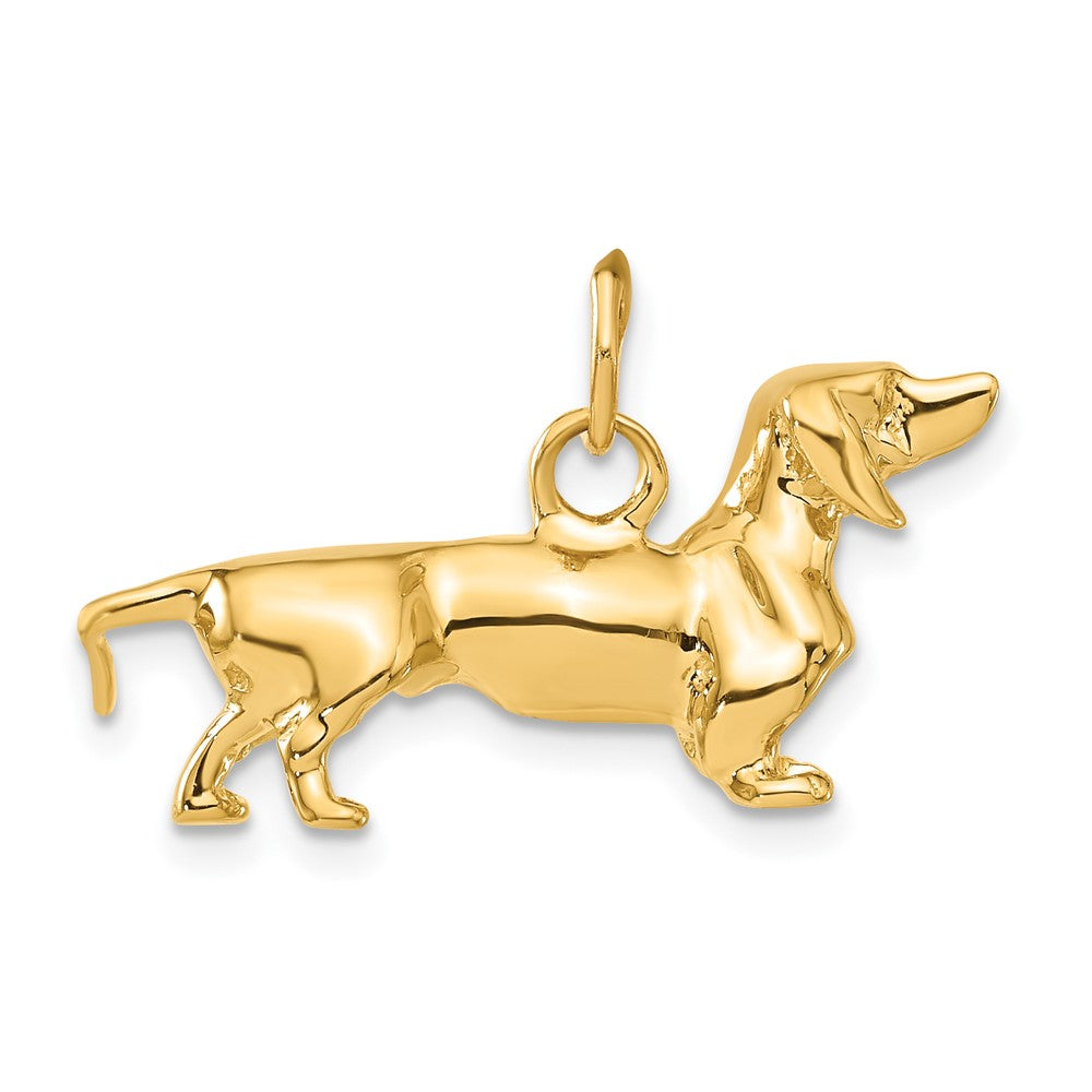 14K Gelbgold 14K 3d Dachshund Hund Charm