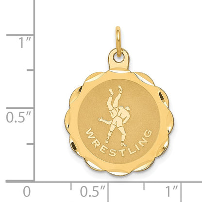 14K Gelbgold 14K Wrestling Gewellt Kante Plättchen Charm