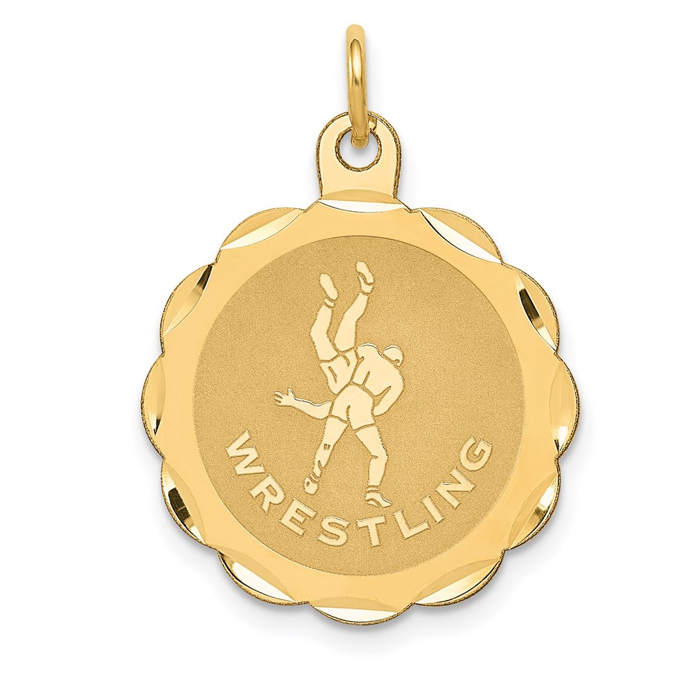 14K Gelbgold 14K Wrestling Gewellt Kante Plättchen Charm