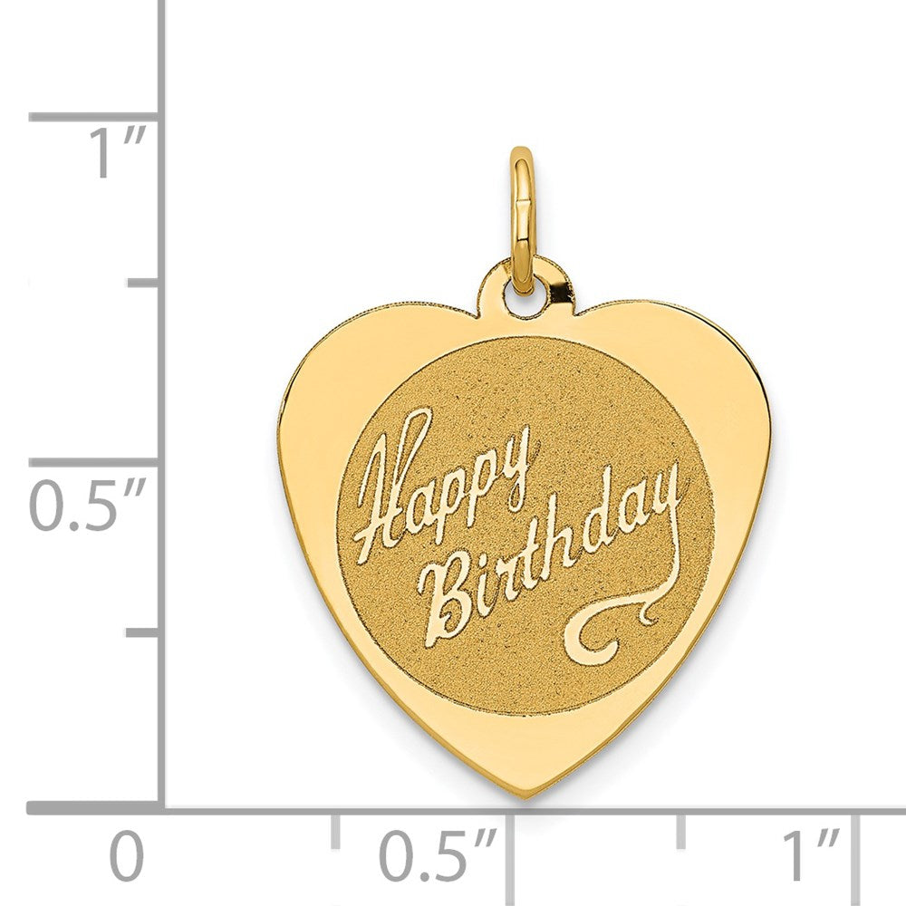 14K Gelbgold 14K Happy Geburtstag Herz Plättchen Charm