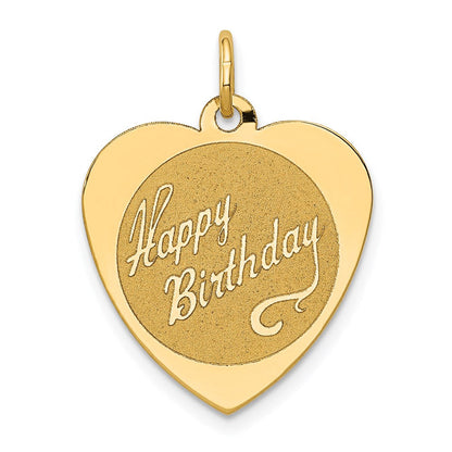 14K Gelbgold 14K Happy Geburtstag Herz Plättchen Charm