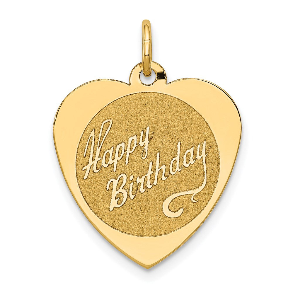 14K Gelbgold Happy Geburtstag Herz Plättchen Charm