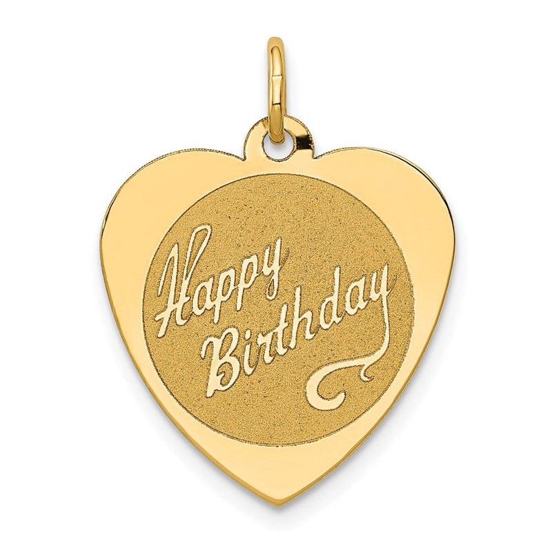 14K Gelbgold Happy Geburtstag Herz Plättchen Charm
